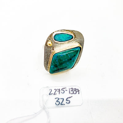 Koroit Opal and Chrysocolla Ring