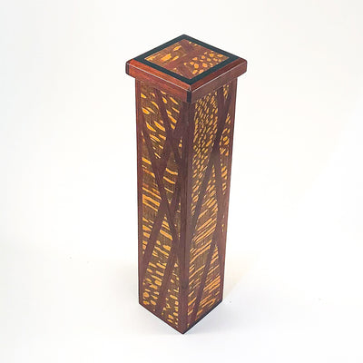 angle side view of Matchstick Box with Purple Heart, Lacewood and Ebony by Kevin Dugan