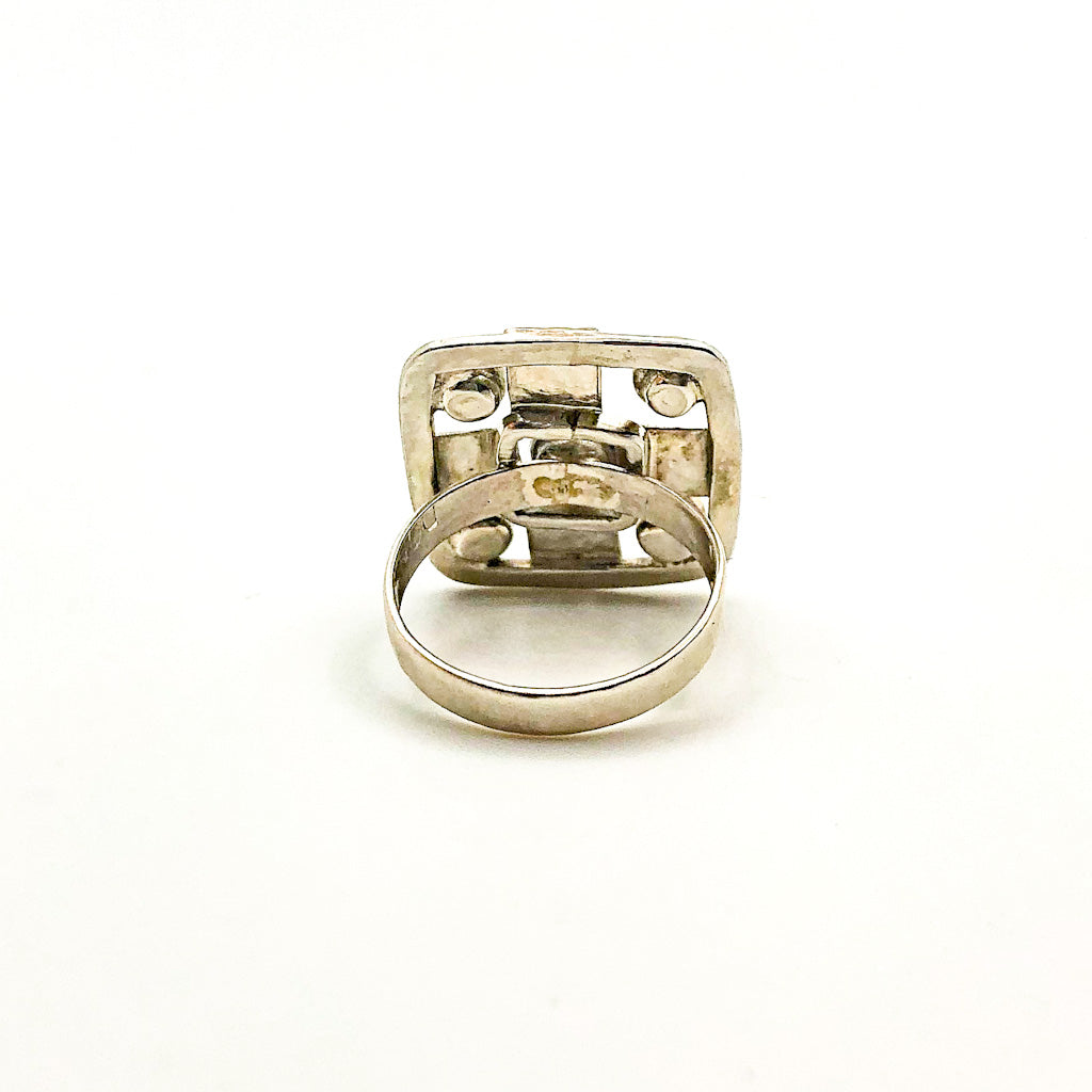 back side view size 7 Square Five Amethyst Ring by Donna Burdic