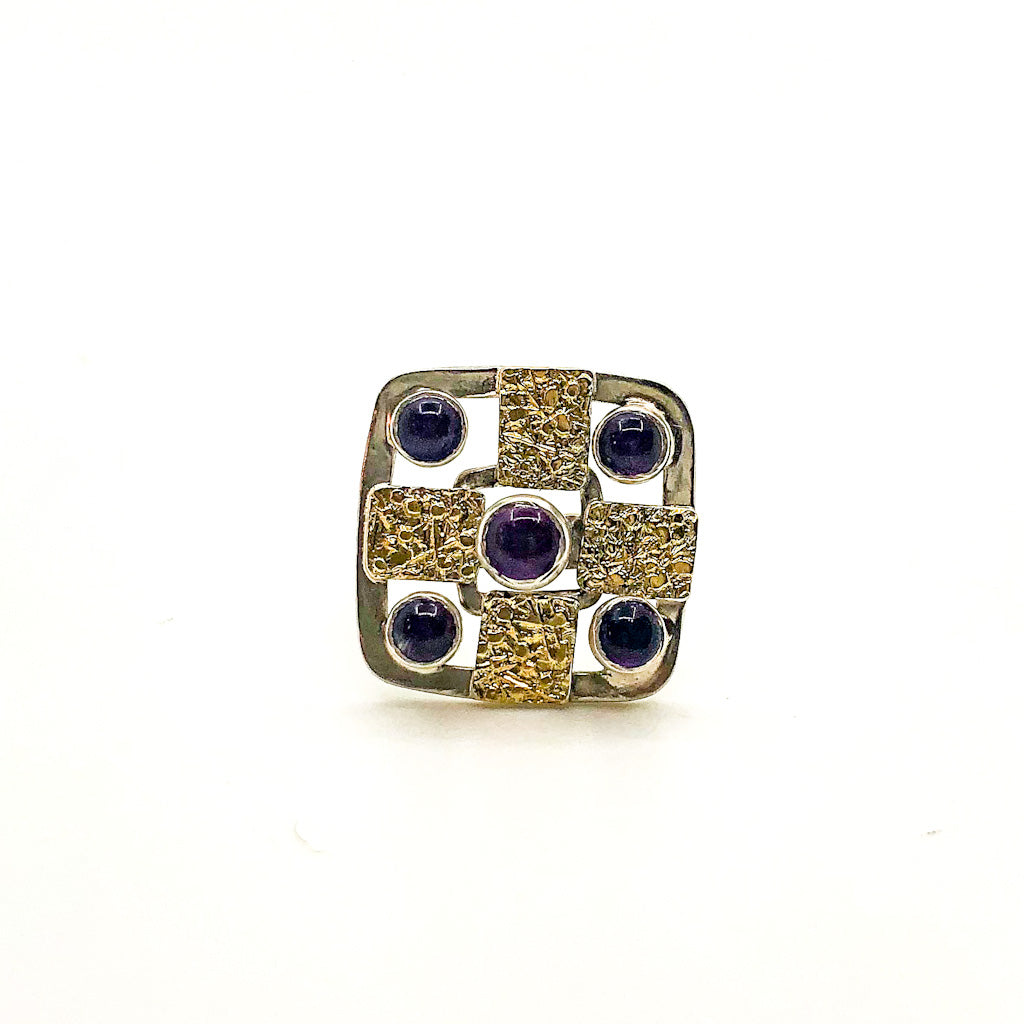 size 7 Square Five Amethyst Ring by Donna Burdic