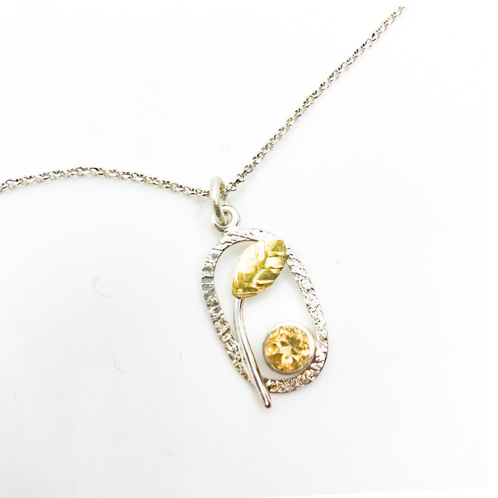 Sterling and 22k Citrine Small Oval Necklace