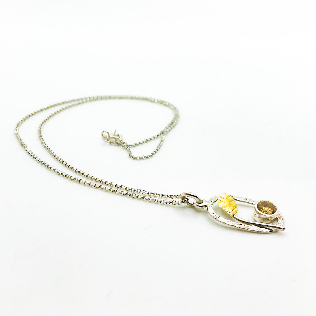 Sterling and 22k Citrine Small Oval Necklace