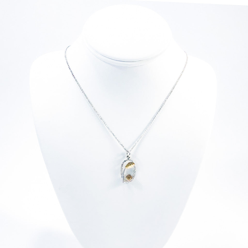 Sterling and 22k Citrine Small Oval Necklace