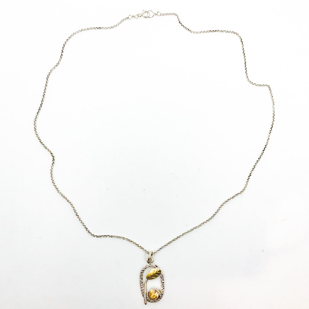 Sterling and 22k Citrine Small Oval Necklace