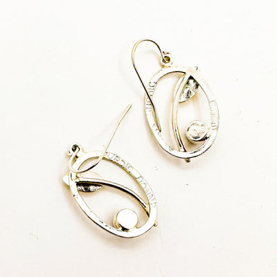 Sterling and 22k Amethyst Small Oval Leaf Hook Earrings