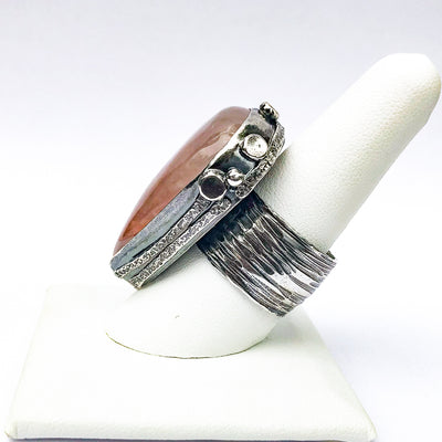 left side view of size 9.25 Cherry Quartz Ring by Berlin Randall