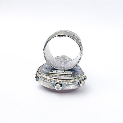 over top view of size 9.25 Cherry Quartz Ring by Berlin Randall