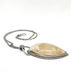 side angle view of White Moss Agate Necklace by Berlin Randall