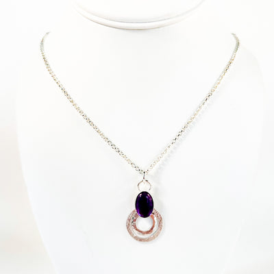 Sterling Smoke Ring Amethyst Necklace