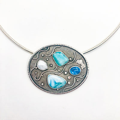 Oval Tide Pool Necklace on Omega Chain