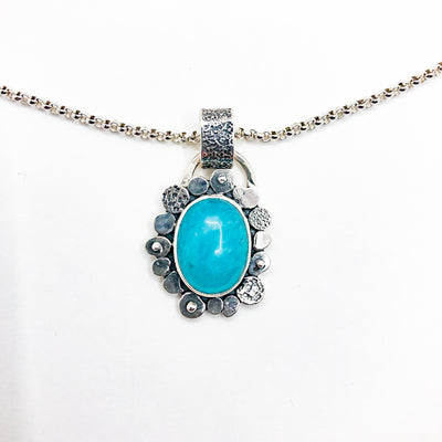 Sterling Amazonite Flower Pendant Necklace