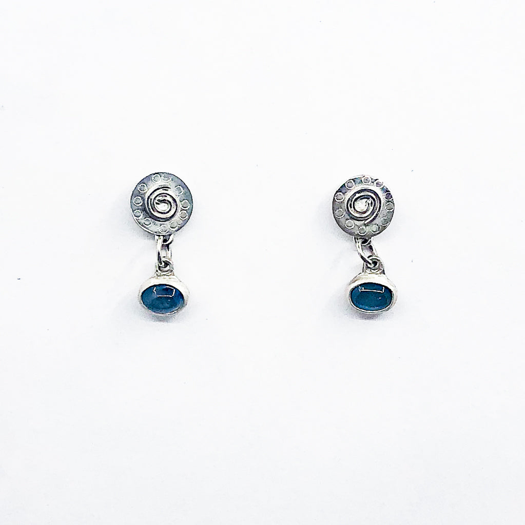 Laur Inspired Sterling Sapphire Earrings with Spiral Post