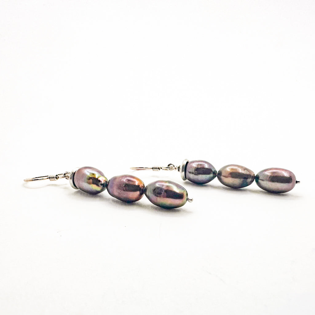 Sterling Bronze Pearl Earrings