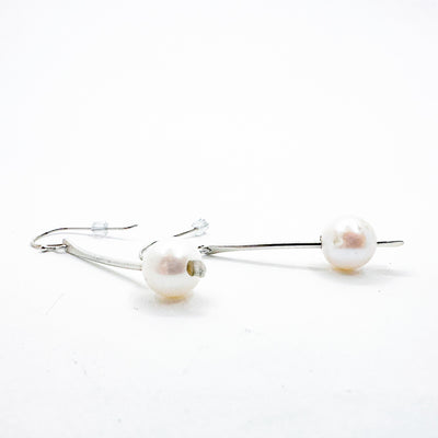 Forged Sterling Earrings with Large White Pearls