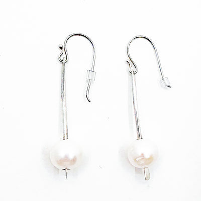 Forged Sterling Earrings with Large White Pearls