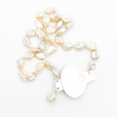 Unmentionables Necklace with Off White Baroque Pearls and Amethyst