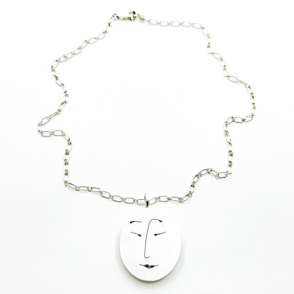 Sterling Large Double Face Necklace