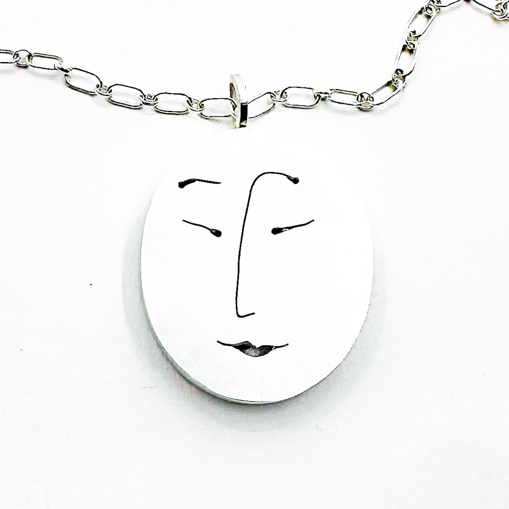 Sterling Large Double Face Necklace