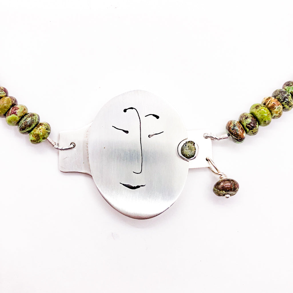 Unmentionables Necklace with Gaspite and Green Tourmaline Beads