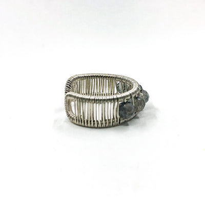 right side view of Sterling Ring with Round Faceted Labradorite Beads by Tana Acton