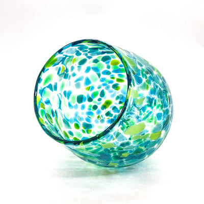 inside angle view of Blue & Green Speckled Wine Tumbler by Nate Nardi