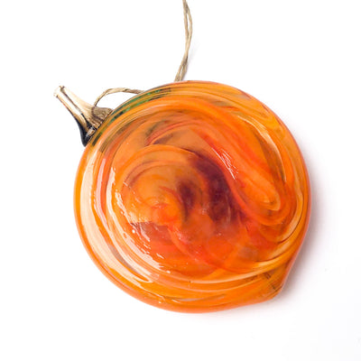 back side view of Handblown Glass Peach Ornament by Nate Nardi