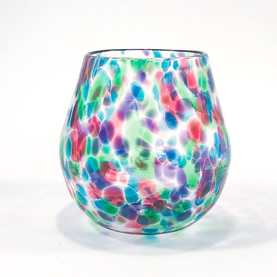 Green, Blue, Pink, and Purple Speckled Wine Tumbler by Nate Nardi