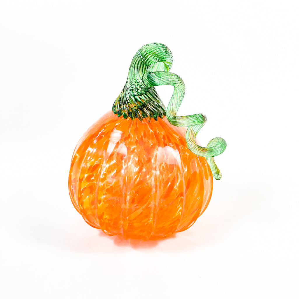 Medium Speckled Orange Pumpkin with Curly Green Stem
