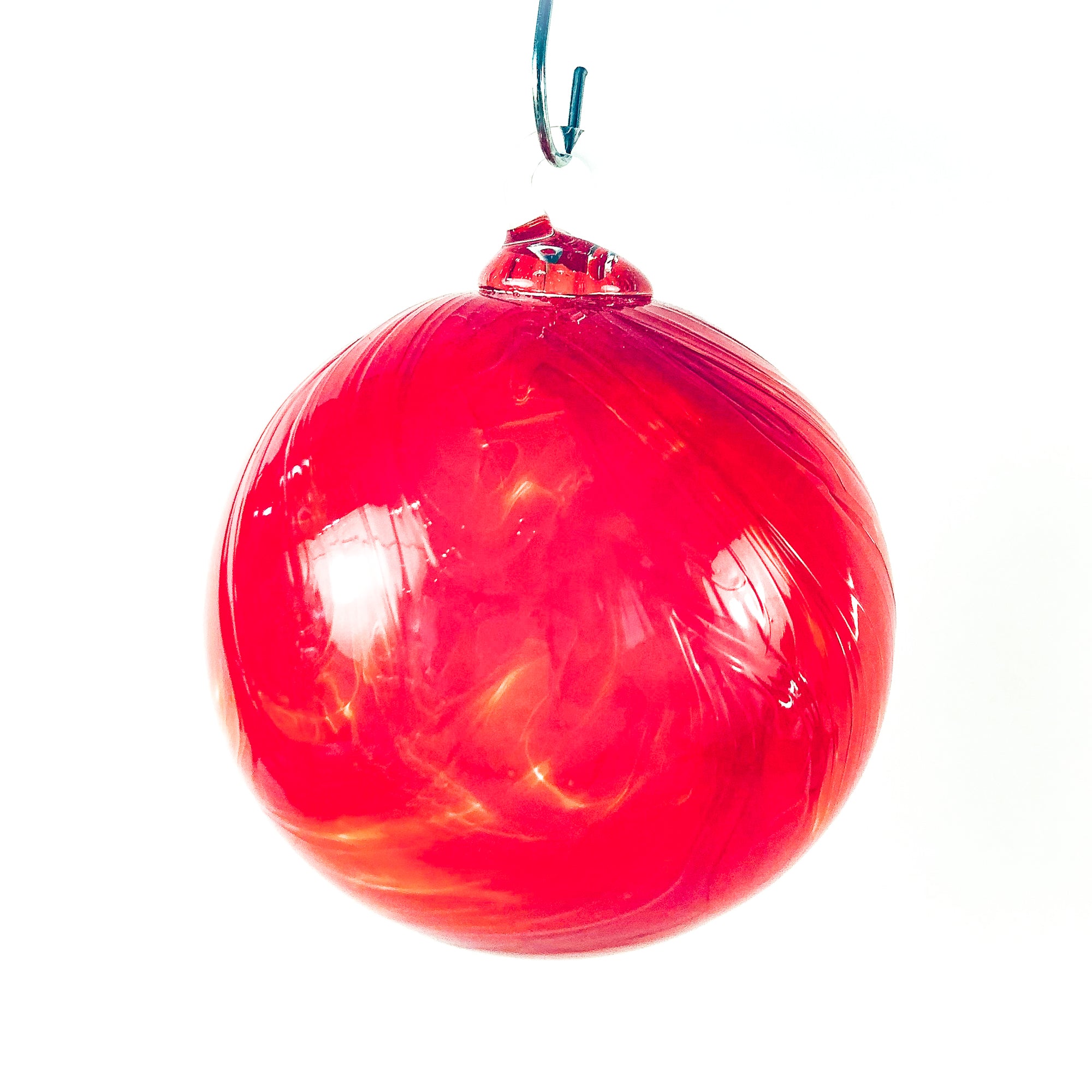 Medium Swirly Red Glass Ball Ornament