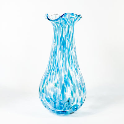 Aqua Wavy Spotted Vase