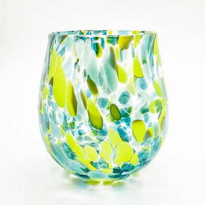 Aqua & Chartreuse Mix Speckled Wine Tumbler