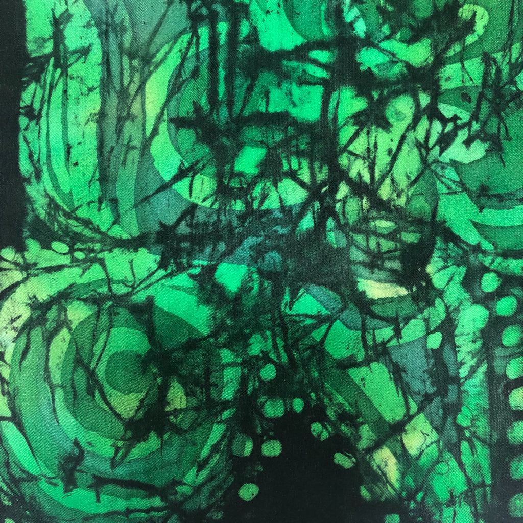 Green & Black Batik Silk Scarf