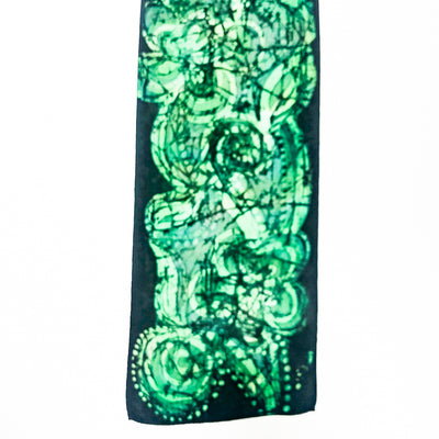 Green & Black Batik Silk Scarf