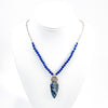 Sterling Siberian Azurite Pendant on Lapis Beads by Susan Schulz on white mannequin display bust