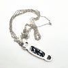 Sterling Plume Agate with White Druzy and Black Knight Druzy Necklace
