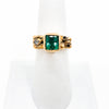 14k Gold Ring with Green Tourmaline and White Diamond