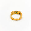 14k Gold Carved Ring with Emerald and Yellow Sapphires