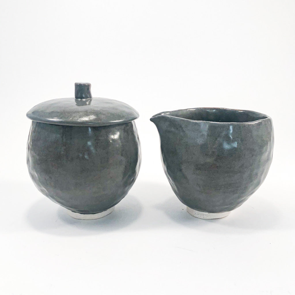 Charcoal Sugar and Creamer Set by Nona Kelhofer