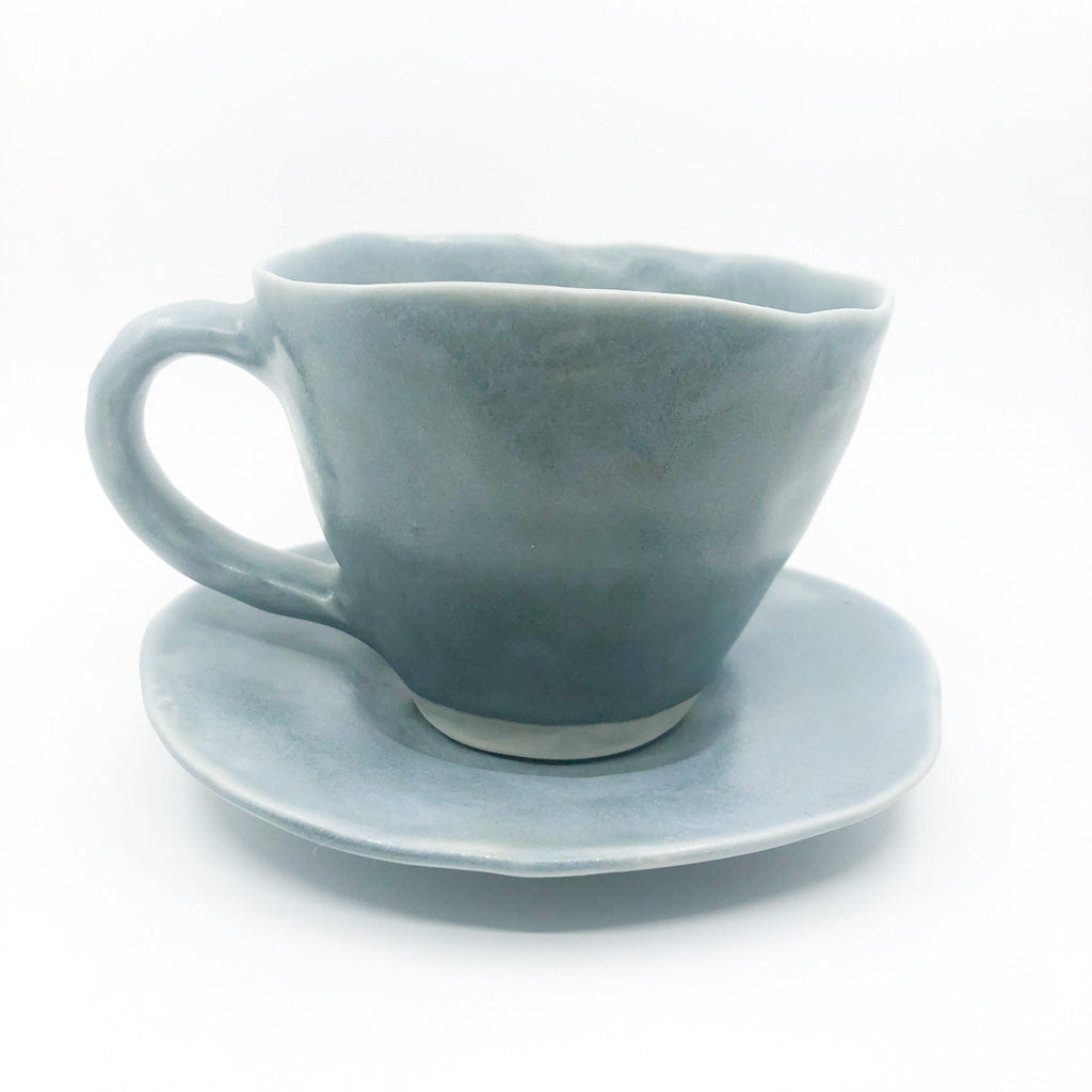 Indigo Latte Cup and Saucer by Nona Kelhofer