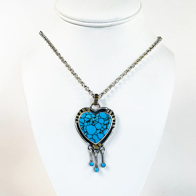 Sterling  14k Gold Turquoise Heart Pendant Necklace