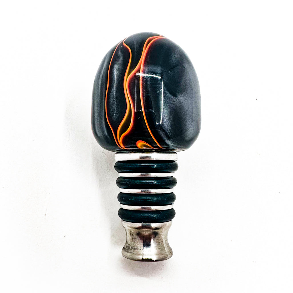 Orange  & Black Acrylic & Stainless Steel Bottle Stopper