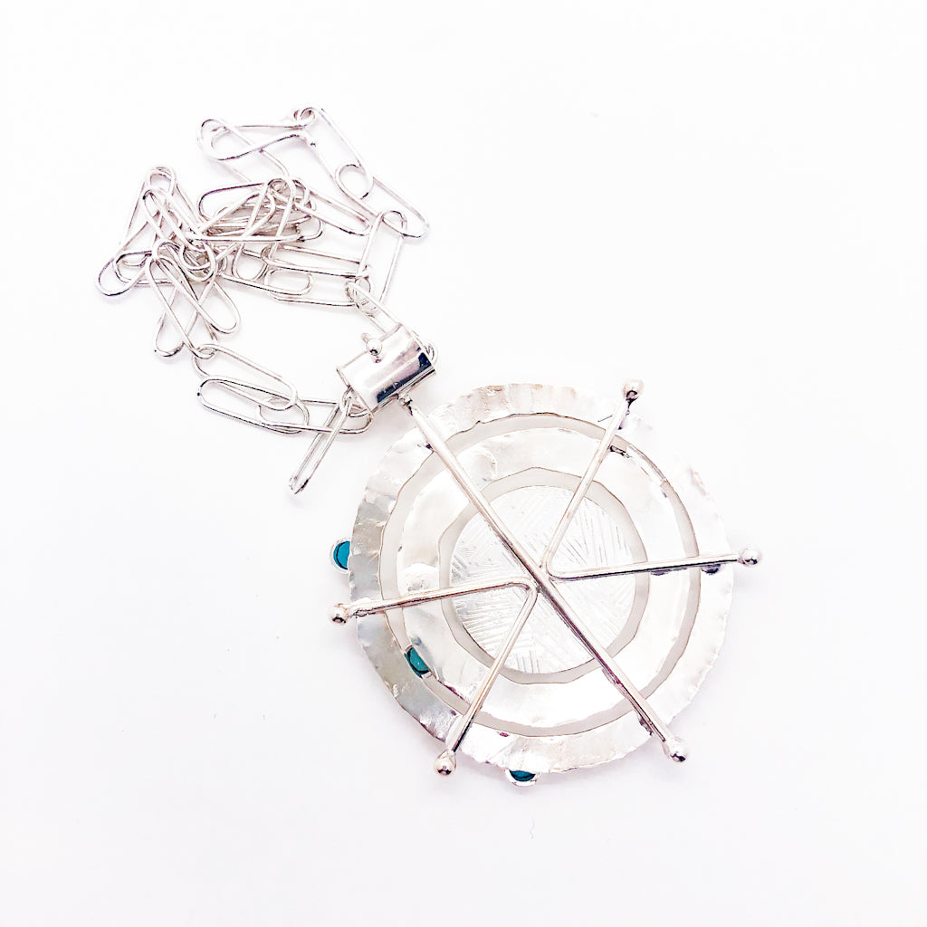 Sterling and 22k Amazonite Solar Chart Necklace