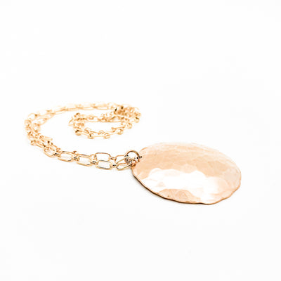 14k Gold Filled Ball Pein Dome Disc Necklace