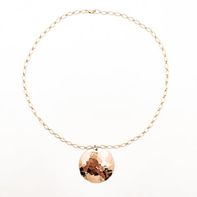 14k Gold Filled Ball Pein Dome Disc Necklace