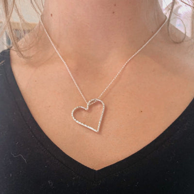 Small Jane Heart Necklace by Judie Raiford worn on model