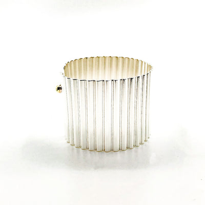 Sterling Corrugated Cuff with 14k Gold Ball