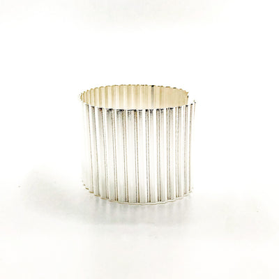 right side view of 1 1/2" Sterling Corrugated Cuff with 14k Gold Ball by Judie Raiford